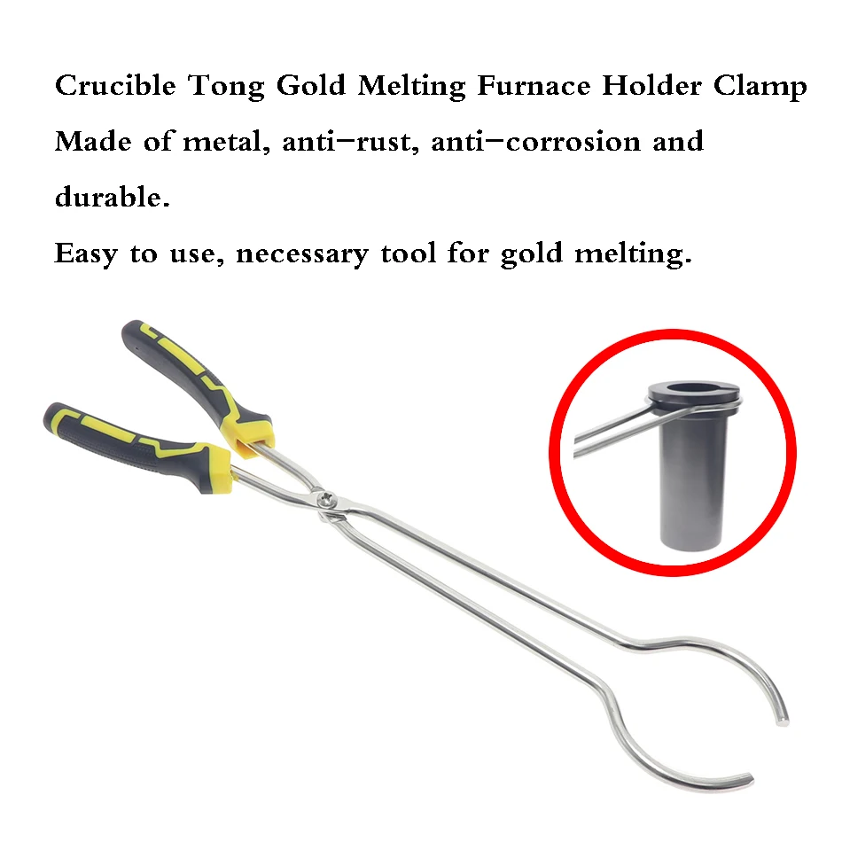 Stainless Steel Crucible Tong Clamp Graphite Melting Furnace Pliers Holder Anti-corrosion and Rust-proof Crucible Clamp