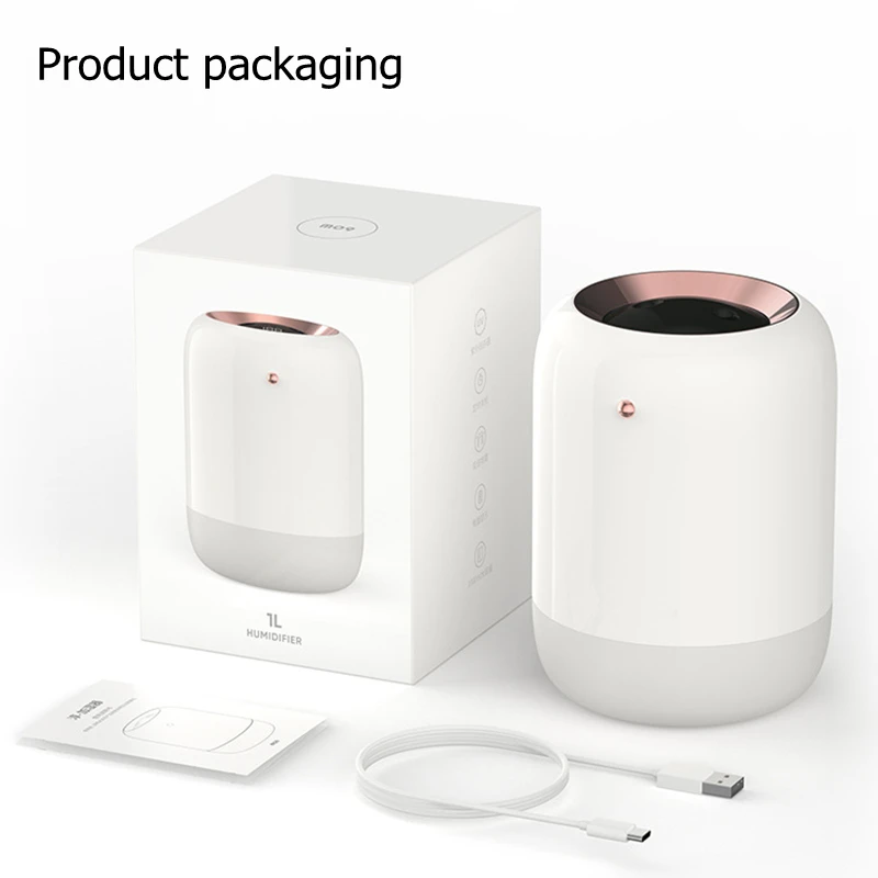 1L Nosel Ganda Pembersih Udara Rumah Pelembap Udara 2000MAh Baterai Tampilan Ruangan Aroma Ultrasonik Pembuat Kabut USB Penyebar Aroma