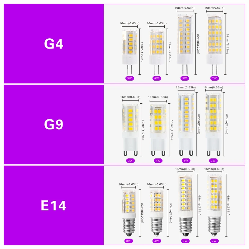 Imagem -02 - Lâmpada Led 3w 4w 5w 7w Lâmpada Led ac 220v Lâmpada Led de Milho Smd2835 Substituir 30w 40w 60w Luz do Candelabro de Halogéneo 10 Peças Lote g4 g9 E14