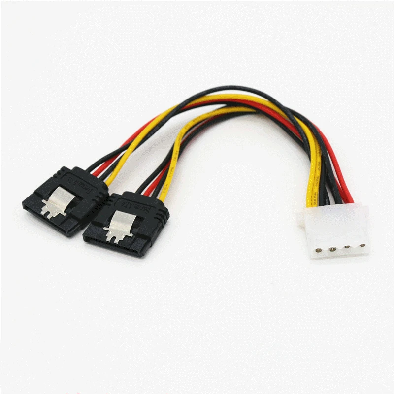 IDE 4Pin Molex Female Male To SATA Dual 2X15Pin Female 90 Degree With shrapnel Splitter Y 1 To 2 extension hard disk Power Cable