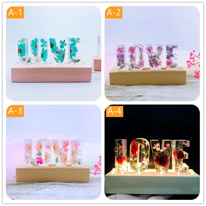 Alphabet-Custom Eternal Flower LED Night Light USB Letter Led Dried Decorative Lamp For Lover Wife Girlfriend Anniversary Gift