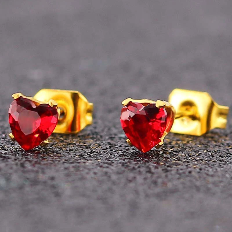 Uelf Fine jewelry wholesale Red heart Gold Silver stud earring female fashion accessories crystals stud earring bridal jewelry