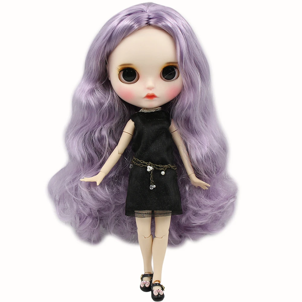 

ICY DBS Blyth doll 1/6 Joint Body hand painted matte face white skin Dreamy purple long curly hair Manual eye parts BJD SD toy