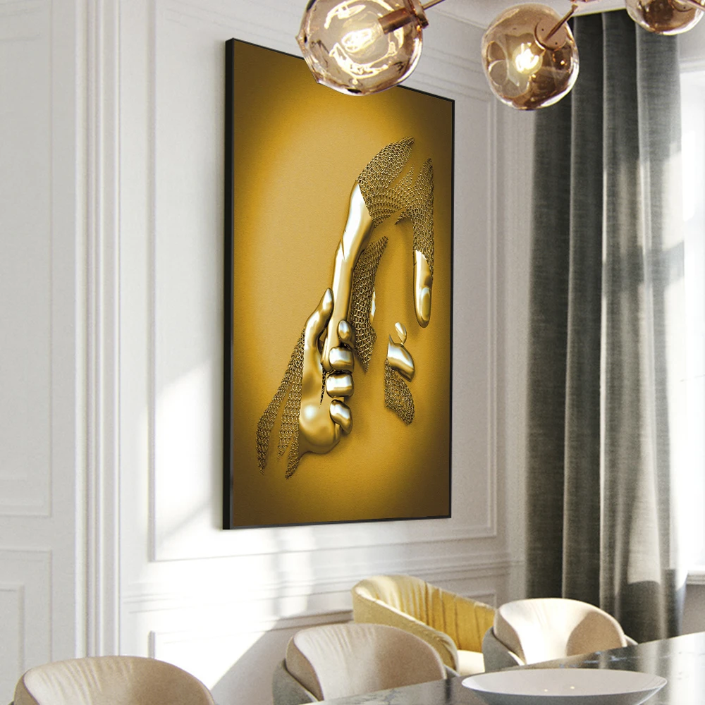 Affiches et imprimés d'art de Statue en métal abstrait, Sculpture sur toile pour amoureux modernes, peintures d'art murales, photos de décoration artistique