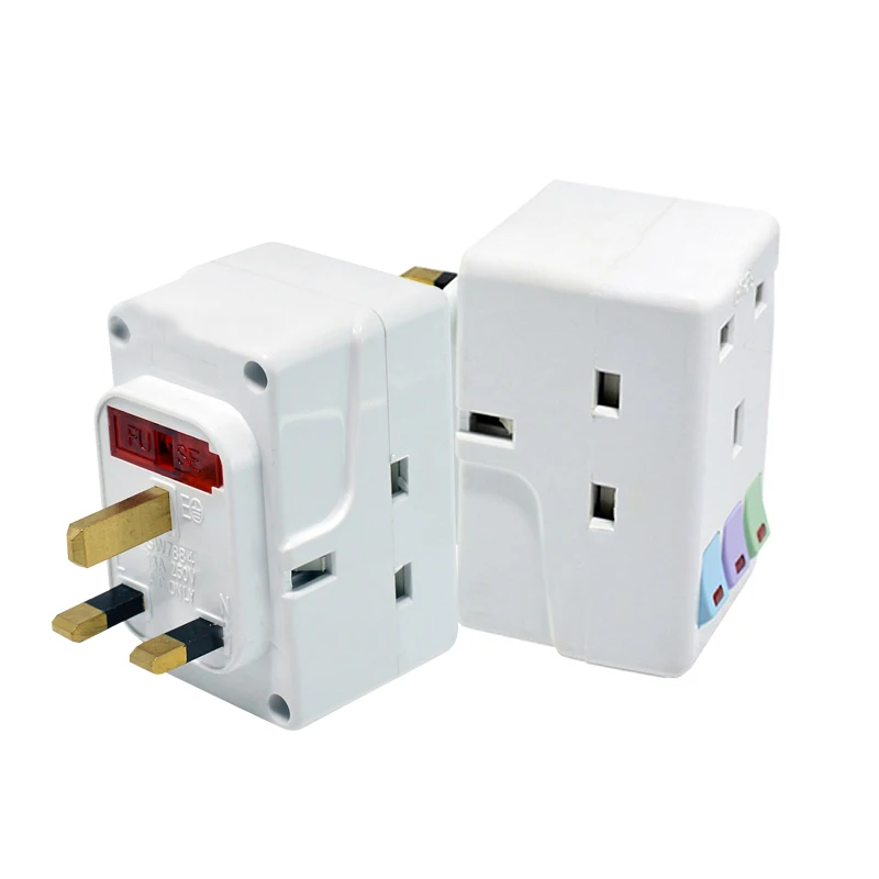 UK Plug 250V 13A Portable Multi 1 to 3 ways Travel Adapter Power Socket with ON/OFF Independent Control Switch Conversion Plug