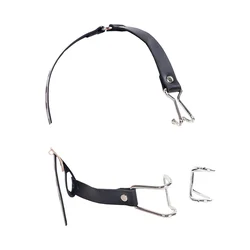 Bdsm Slave Nose Hook Oral Fixation Fetish Open Mouth Bite Gag with Nose Clip Sex Toys of Leather Head Bondage Harness Strap