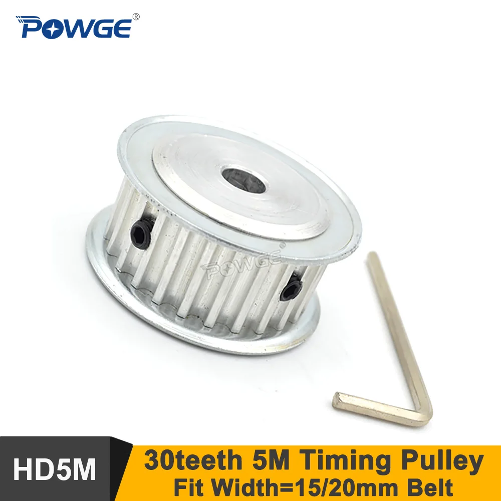 POWGE 30 Teeth 5M Synchronous Pulley Bore 6-25mm Fit W=15/20mm 5M Timing Belt 30T 30Teeth HTD 5M Timing Belt Pulley 30-5M AF