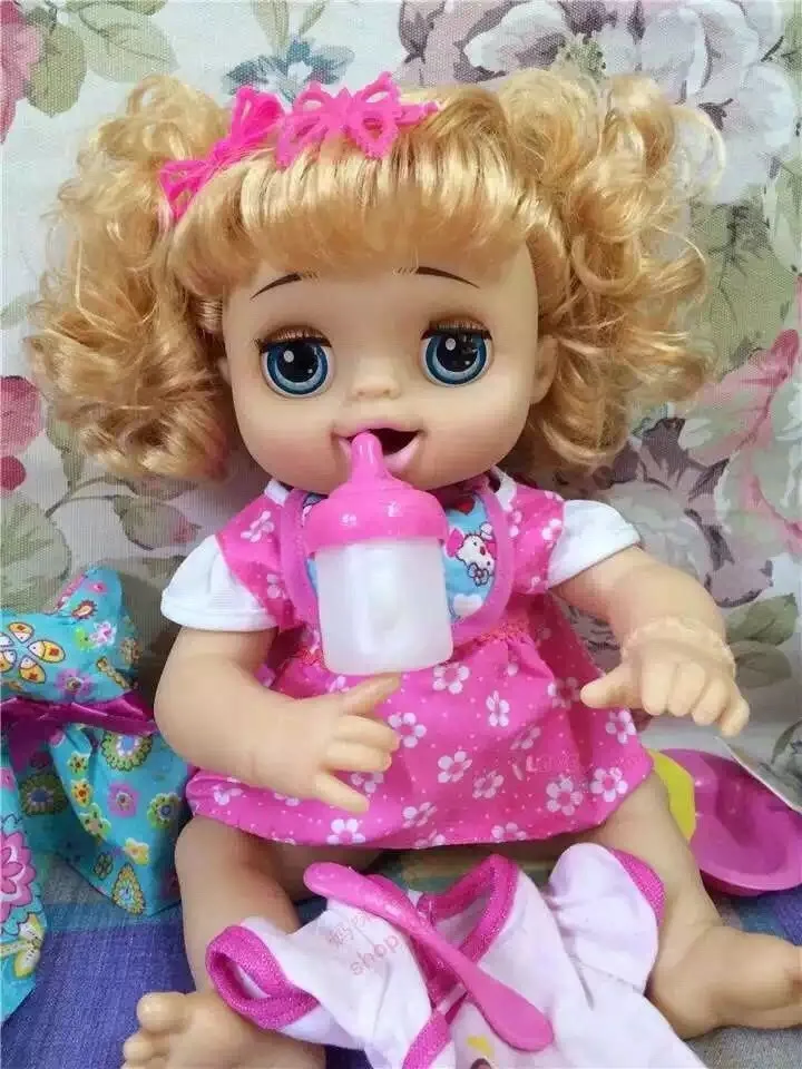 Muñeca bebé recién nacida de 40cm, juguete que realmente puede comer, beber leche y orinar, hablar, más de 30 frases, regalo