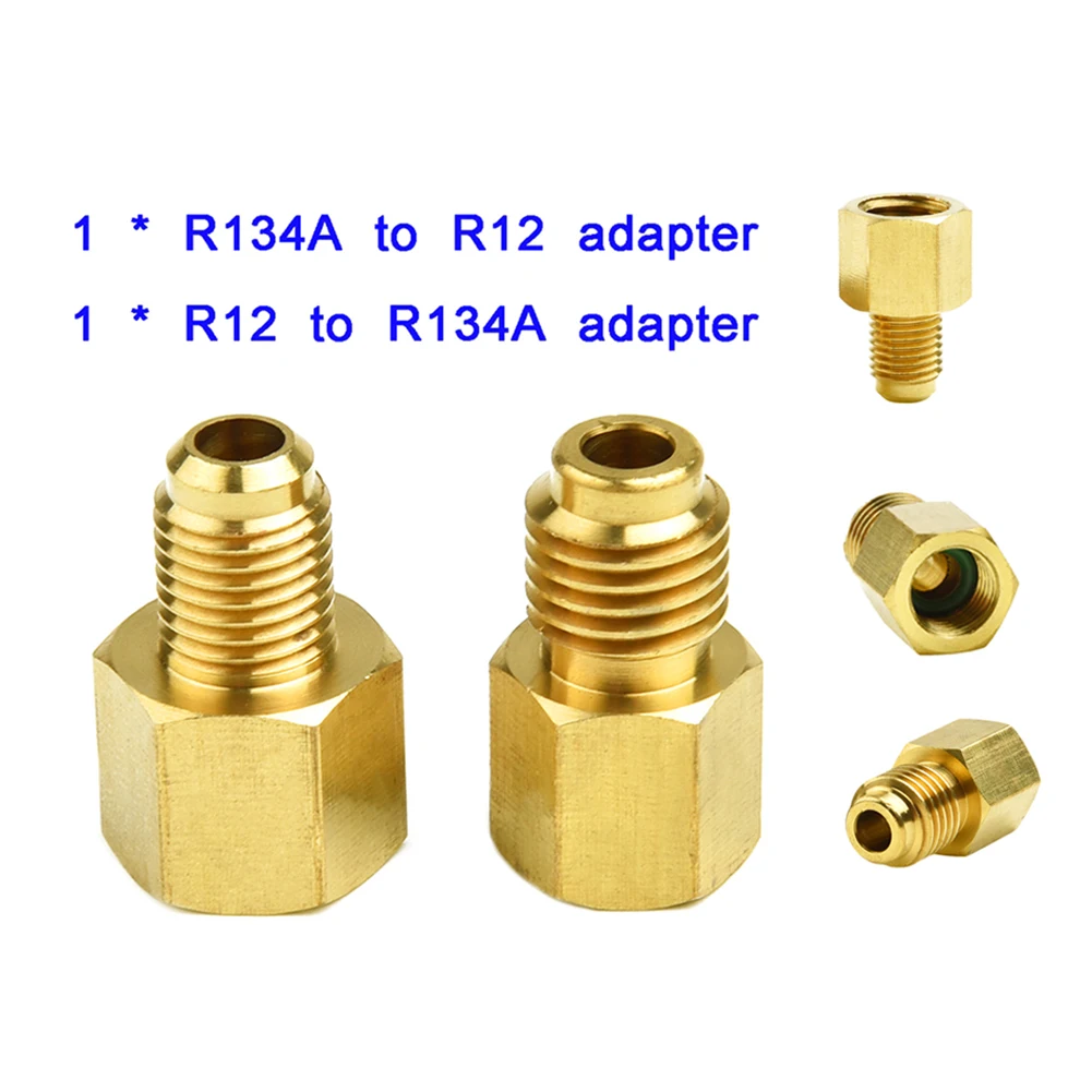 2xR12 To R134a R134a To R12 Adapter Kits 1/4 Female Flare 1/2 Acme Male Car Air Conditioner Adapter Safety Valve