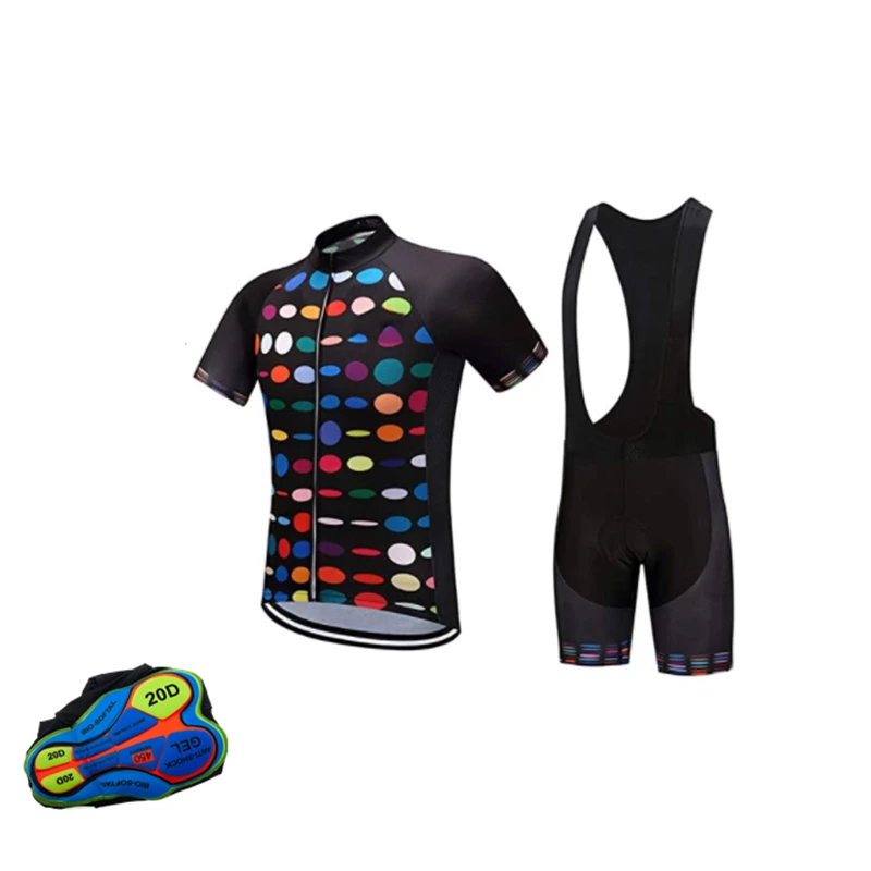 

Комплект спортивной одежды из Джерси для велоспорта, профессиональная летняя одежда для велоспорта, дышащая мужская рубашка с коротким рукавом, велосипедные шорты с нагрудником, 20D гелевые подушечки