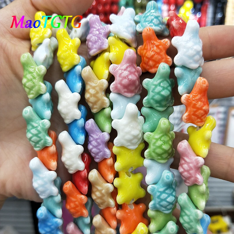 Mixcolor Turtles Ceramic Beads For Jewelry Making DIY Necklace Bracelet 15x20mm Hand-made Porcelain Beads Wholesale