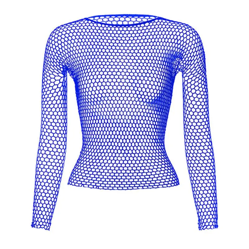 Women Fishnet Mesh See-through Black Shirts New Fashion Bodystocking Night Dress Hollow Out Fishnet Sexy Long Sleeve Underwear