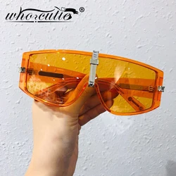 Vintage Oversized Shield Visor Sunglasses Women 2025 Brand Design Orange Green Frame Punk Goggles Sun Glasses Men Shades S341