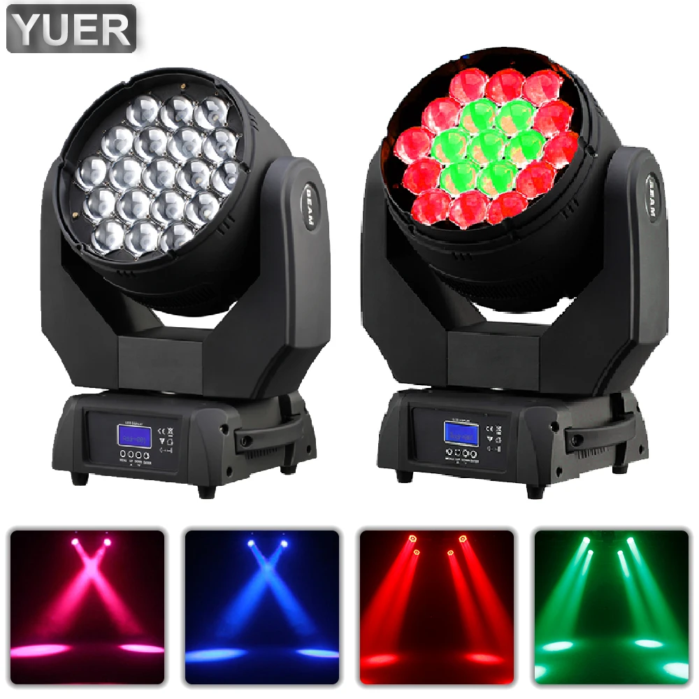 

19X15W RGBW 4IN1 LED 0SRAM Strobe Beam Dyeing Zoom Effect Move Head Light DMX512 Music Control DJ Disco Indoor Stage Wedding Bar