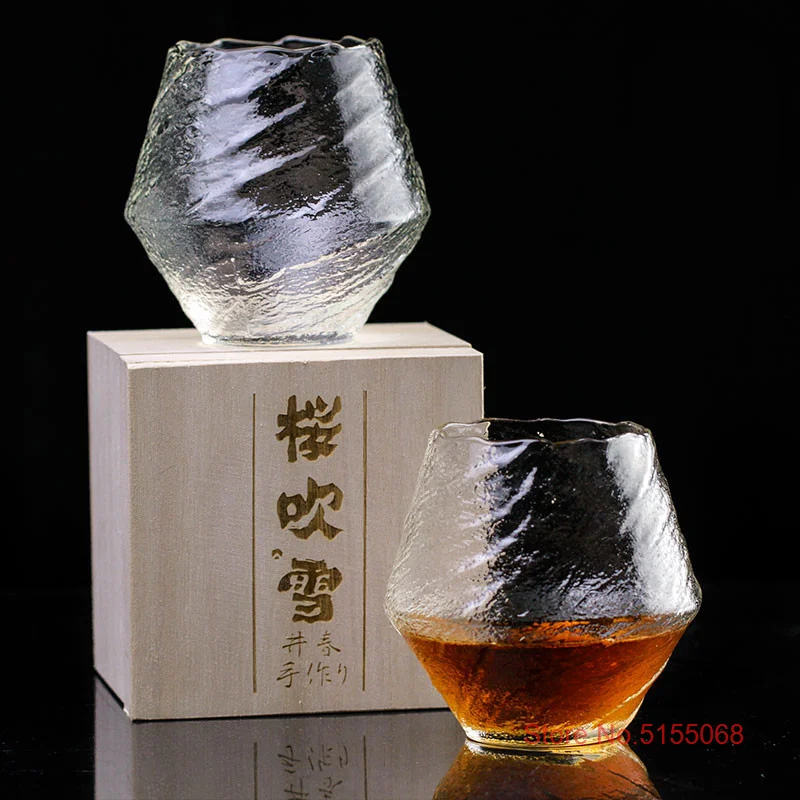 Japońska zamglona lampka do wina powietrza płatki śniegu spadająca Whisky Tumbler młotek wzór Whisky Cup XO Brandy kieliszki Wineglass