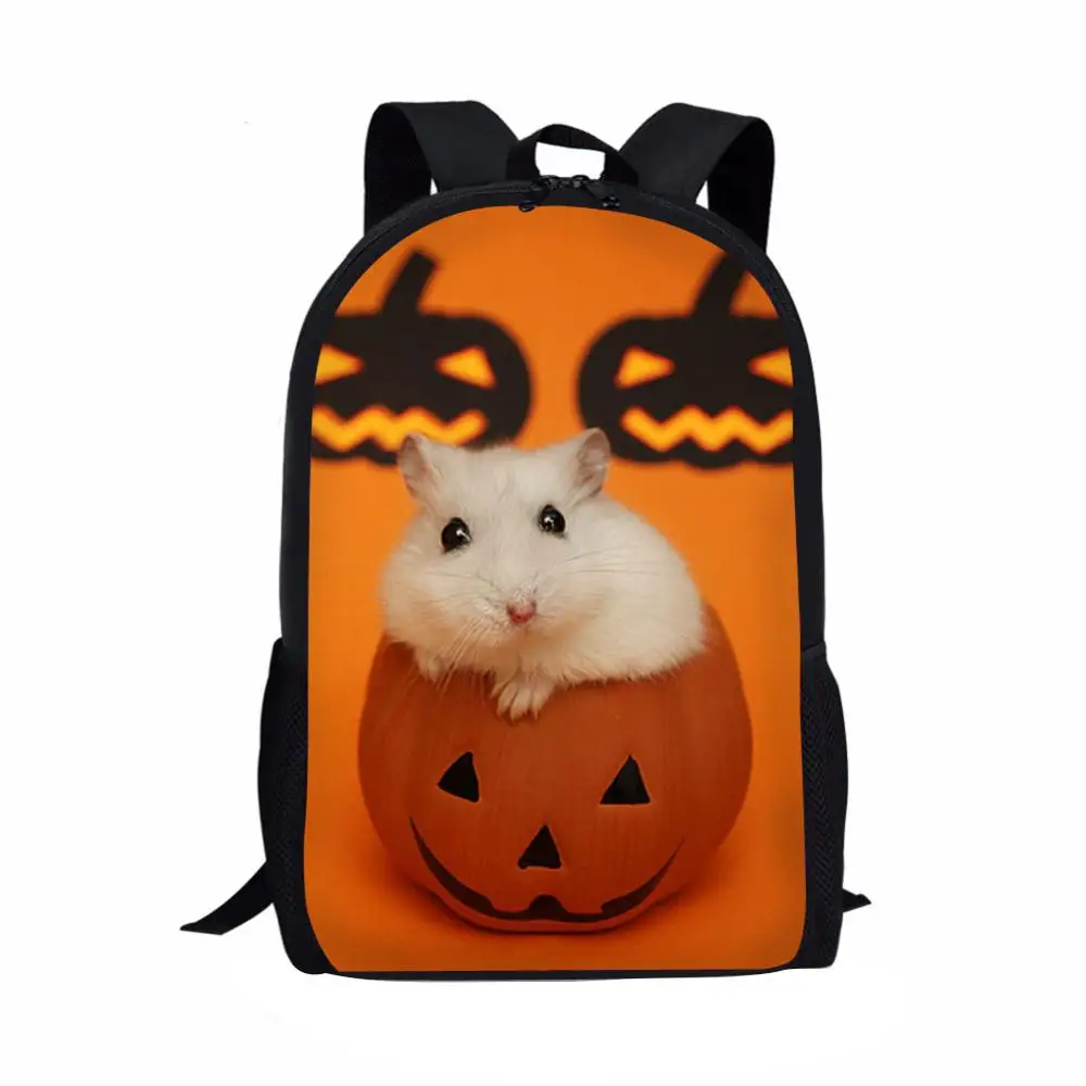 HYCOOL School Bag Children Halloween Gift Cute Cat Pet Hamster Print School Student Book Bag Kids Shoulder Backpack for Boy Girl