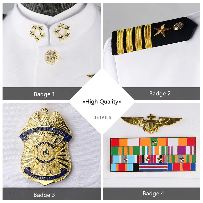 Aviation Pilots Classic White Shirt Handsome Shirts Suit Male Officer Dress Ship Captain Sailor Costume Colonel Suits Uniform