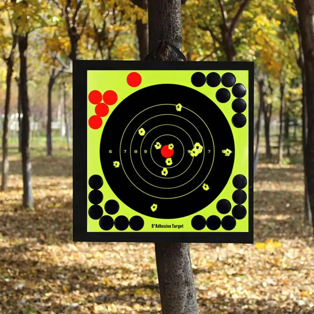 

GUGULUZA 10pcs Round Target Pasters Shooting Stickers 8" Self Adhesive Shooting Sticker Reactive Shooting Aim Paper for Practice