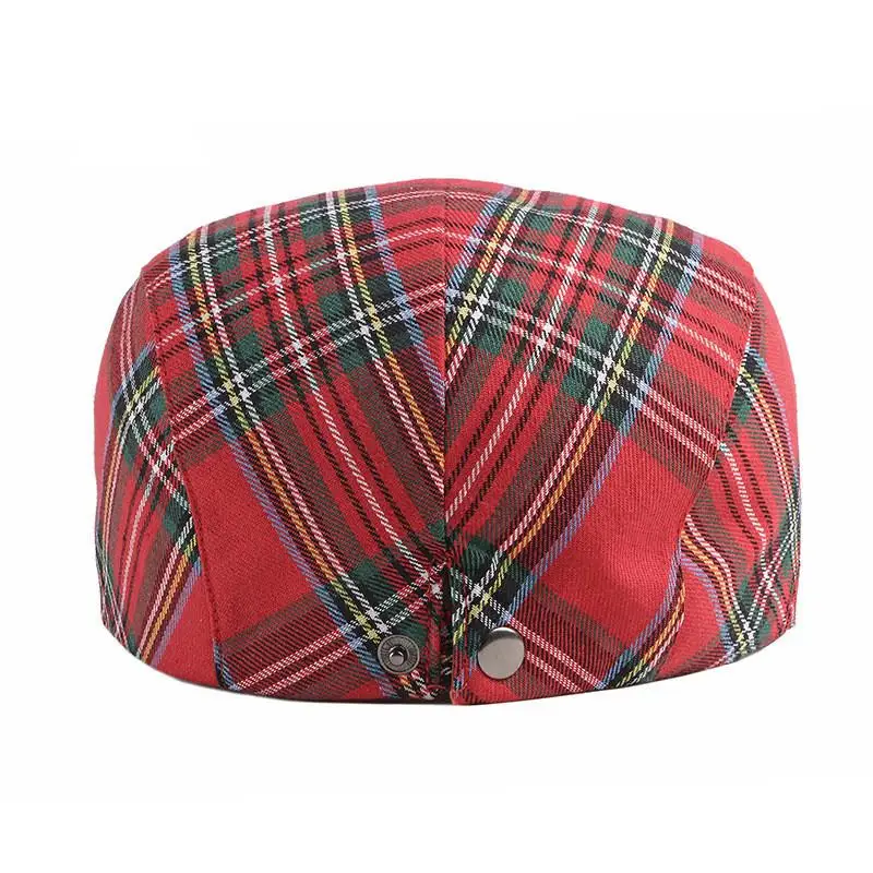 LDSLYJR 2021 Cotton plaid Newsboy Caps Flat Peaked Cap Men and Women Painter Beret Hats 35