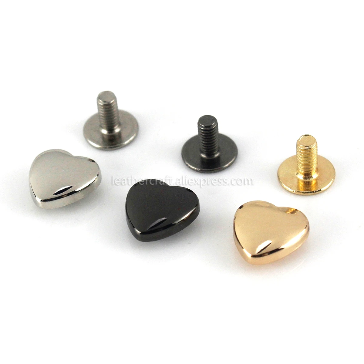 10pcs Heart Shape Metal Screw Back Rivets for Leather Studs Nail Garment Leather Craft Belt Wallet Bag Decoration Hardware 10mm