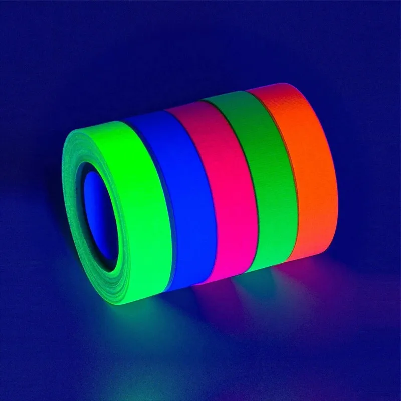 UV Gaffer Fluorescent Tape Blacklight Reactive Glow In The Dark Tape Neon Cloth Tape Safety Warning Party Decoration