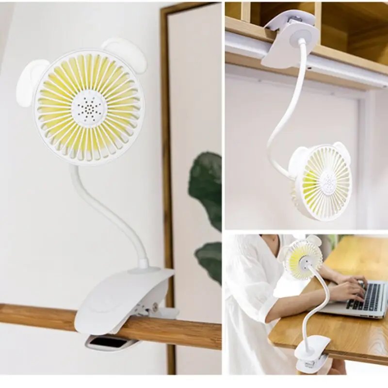 المحمولة مشبك صغير عربة مروحة مرنة انحناء بطارية قابلة للشحن تعمل مروحة مكتب هادئة مع ناشر رائحة قابلة للإزالة