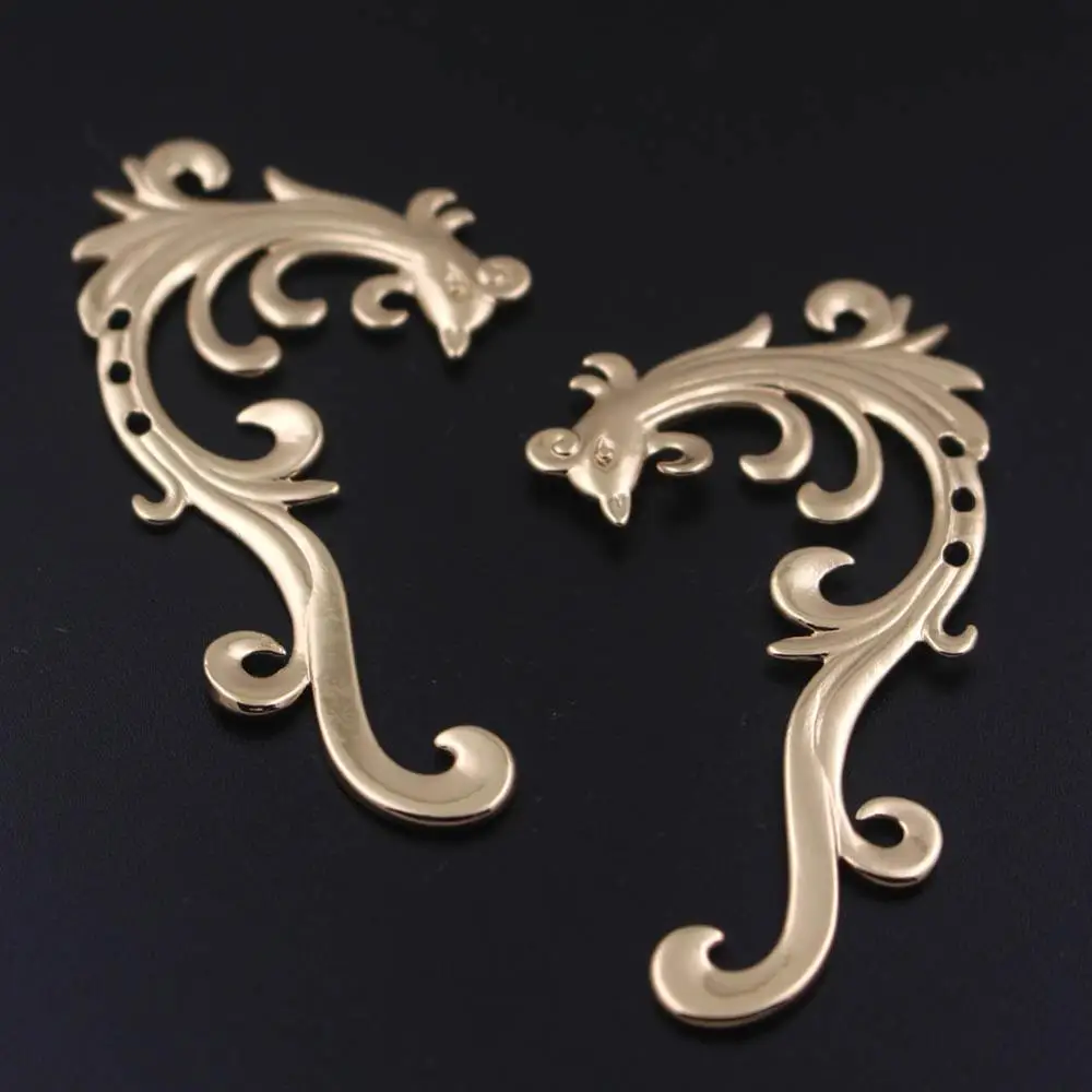 10pcs Brass Casted Double Same Phoenix Connectors Charms Tassel Pendant Necklace Making Quality DIY Hanfu Clothing Accessories