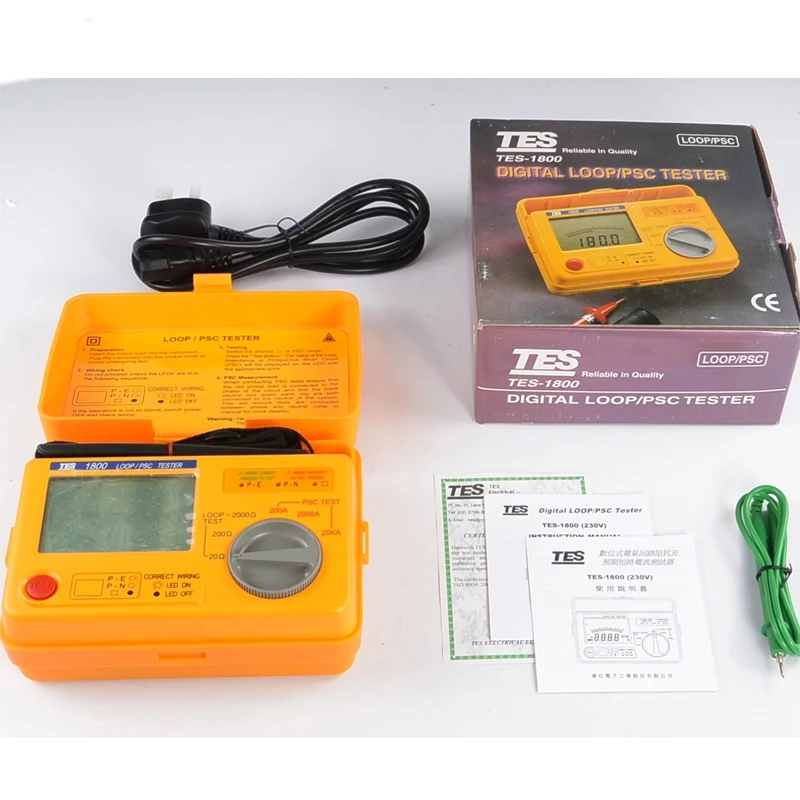 TES-1800A PSC Resistance Tester 0.01 W 3 Digit LCD Display Loop Impedance Anticipation Ahort-circuit Current Tester