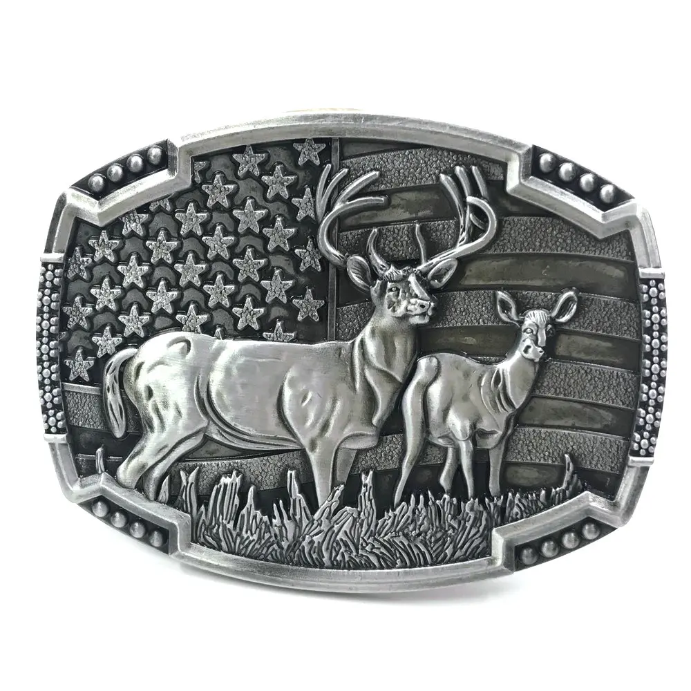 

Western cowboy zinc alloy river rock natural pair deer buckle