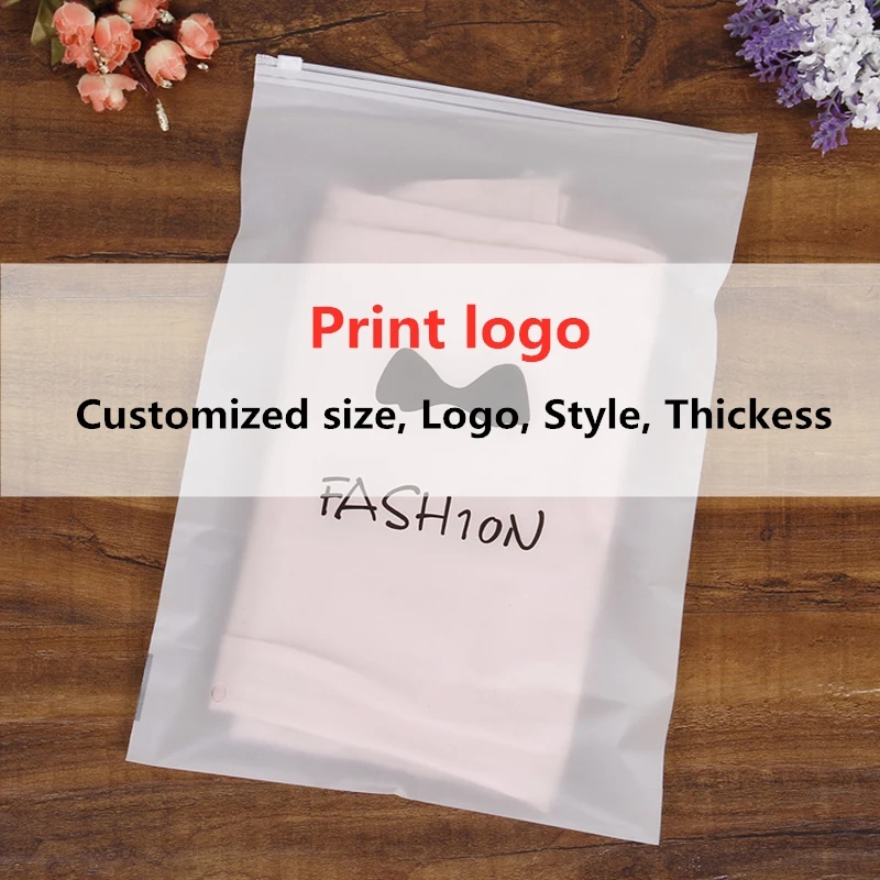 StoBag Customized Size Logo Style Thickess Frosted Clear Plastic Package Cloth Travel Storage Bag Custom