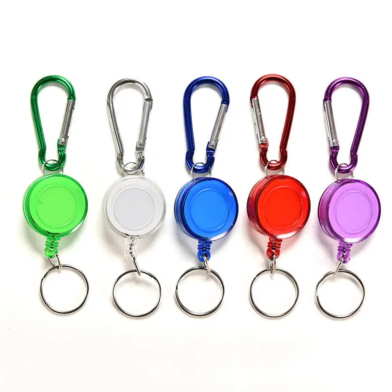 Retractable Metal Card Badge Holder Colourful Strap Carabiner Clip Card Label Key Chain