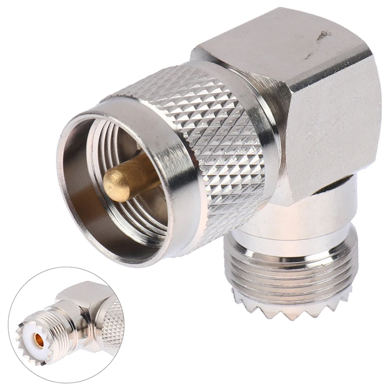 UHF Male PL-259 PL259 Plug to UHF Female SO-239 SO239 Right Angle 90 Degree RF Adapter