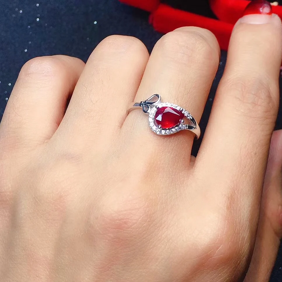 

Elegant 925 Silver Garnet Ring for Party 5mm*7mm Natural Garnet Silver Ring Sterling Silver Garnet Jewelry Gift for Woman