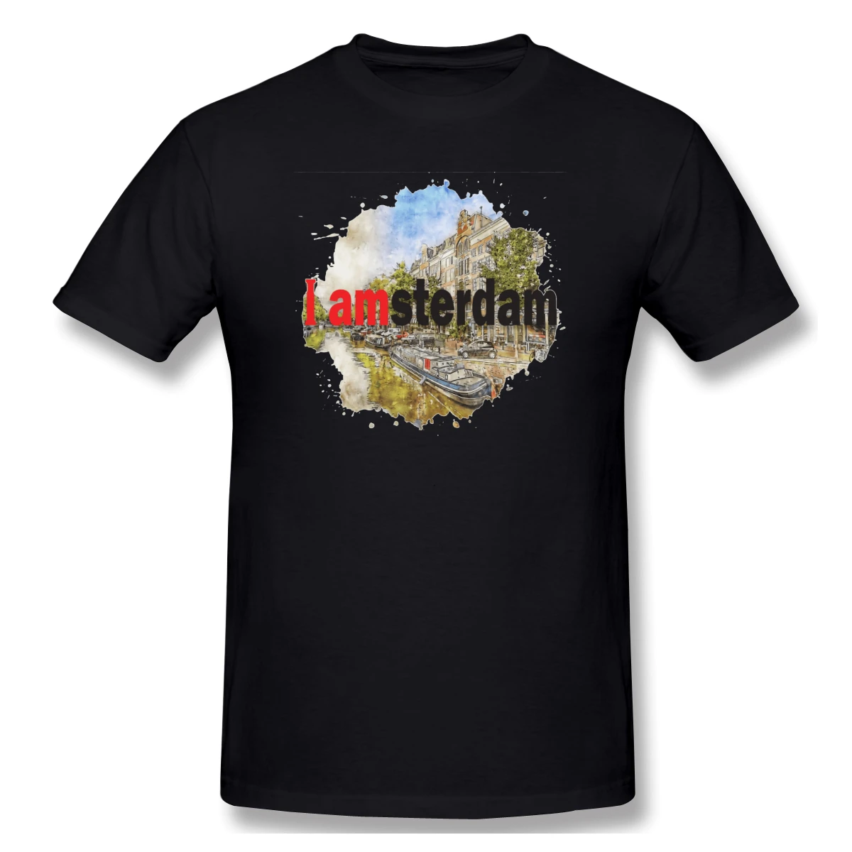 Man Amsterdam Art - I Am Amsterdam City, Skyline Cat , Cityscape, Art fitness Unique Tshirt