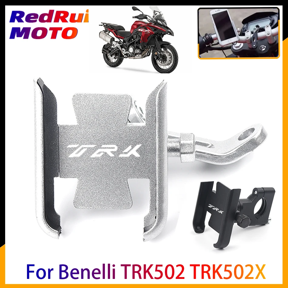 

With Logo For Benelli TRK502 TRK502X Motorcycle Mobile Phone Holder GPS Navigator Rearview Mirror Handlebar Bracket Accessories