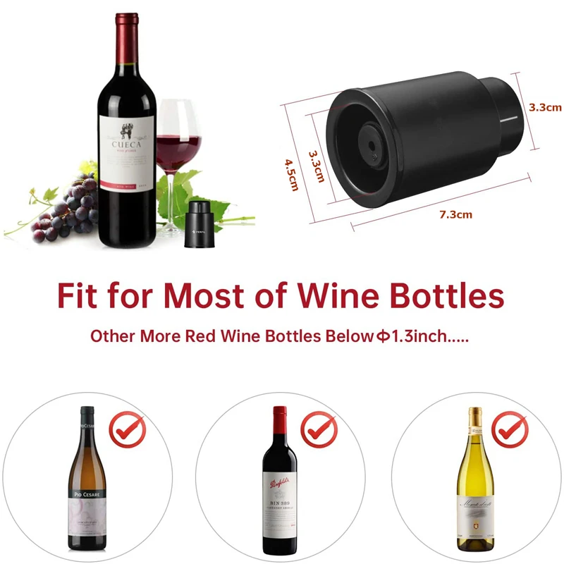 LMETJMA Wine Bottle Stoppers Reusable Vacuum Wine Stoppers Pump Wine Preserver to Keep Your Wine Fresh Up to 7 Days KC0427