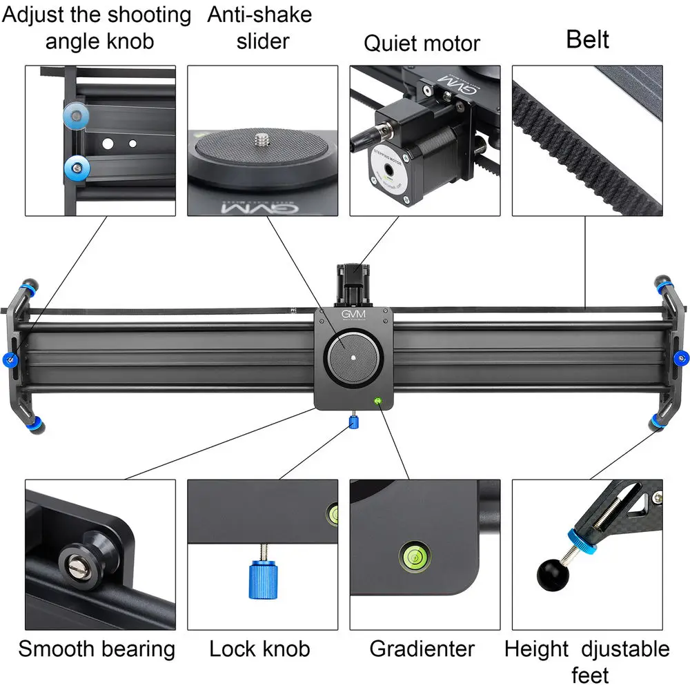 GVM GT-J80D Video Studio z napędem Slider do aparatu szyny 32 cal 80cm do aparatu z automatyczną pętlą czas cyklu-w przypadku wygaśnięcia strzelanie dla lustrzanka cyfrowa