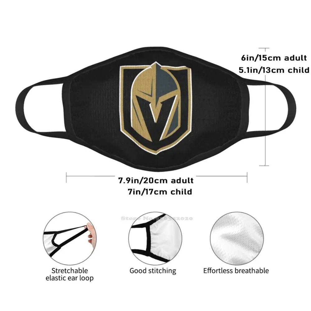 Knights Golden Vegas Lavável Respirável Reutilizável Print Mouth Mask Las Vegas Team Usa Us Canada Sport Ice Hockey Logo