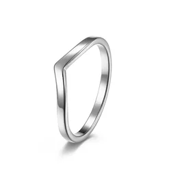 2mm Thin V Shape Stackable Ring Stainless Steel Plain Polished Band for Women Girl Size 5-10