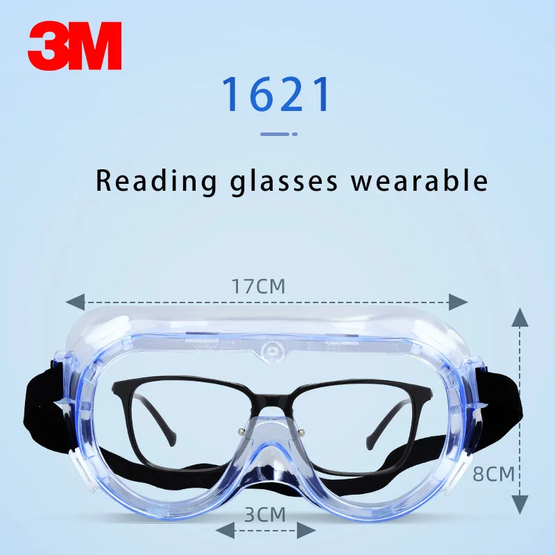 3M-gafas de seguridad 1621 para el trabajo, lentes de protección genuinas, antisalpicaduras, ácido y álcali, multiusos