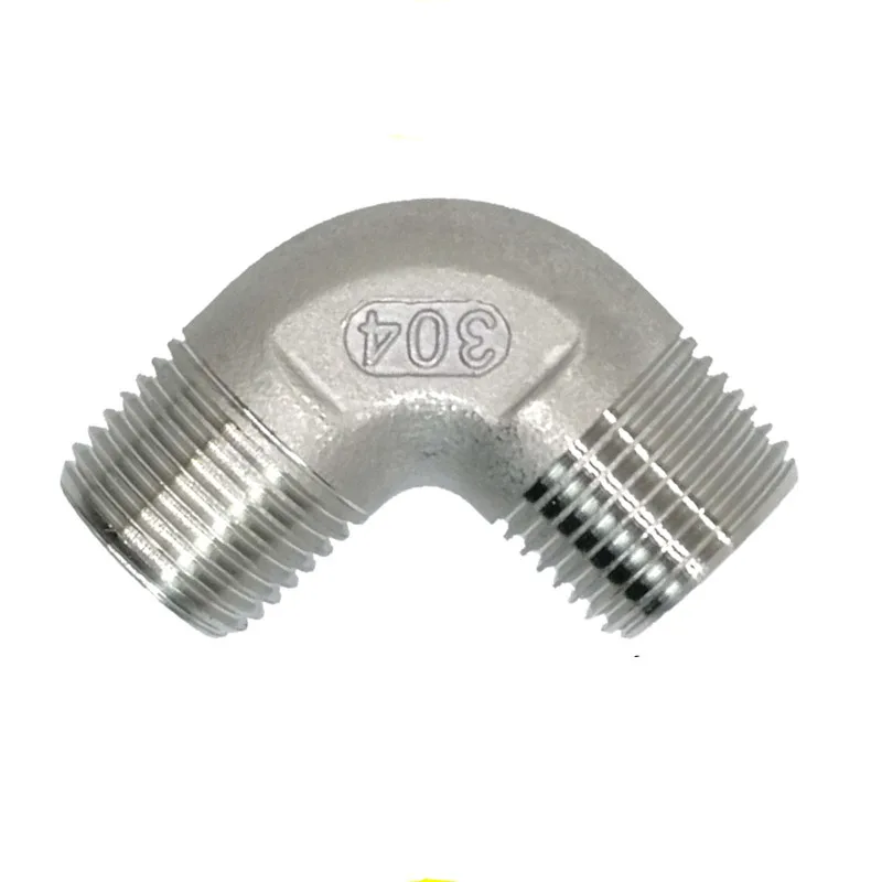 

1PC 304 stainless steel Double Male Elbow Fitting Male-Male BSPT Thread 90 Degree angle fitting 1/4" 3/8" 1/2" 3/4" 1" 1.2" 1.5"