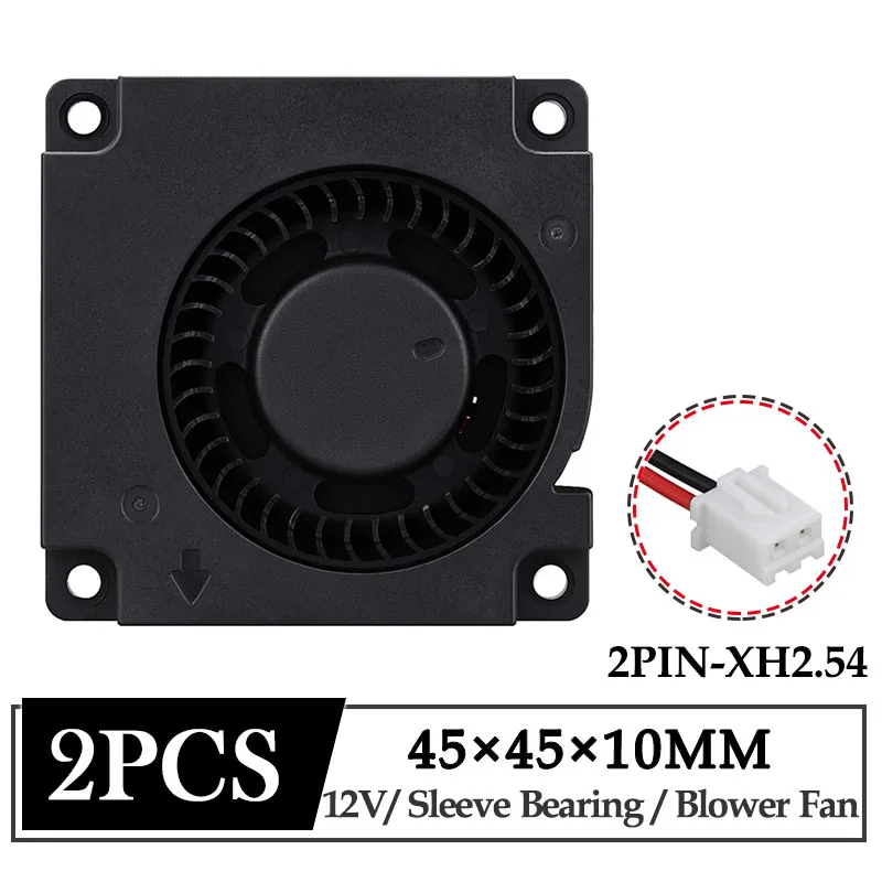 2Pcs Gdstime DC 12V Fan 45mm 45mmx45mmx10mm Radial Exhaust Brushless 3D Printer Cooler 4.5cm 45x10mm Turbo Blower Cooling Fan