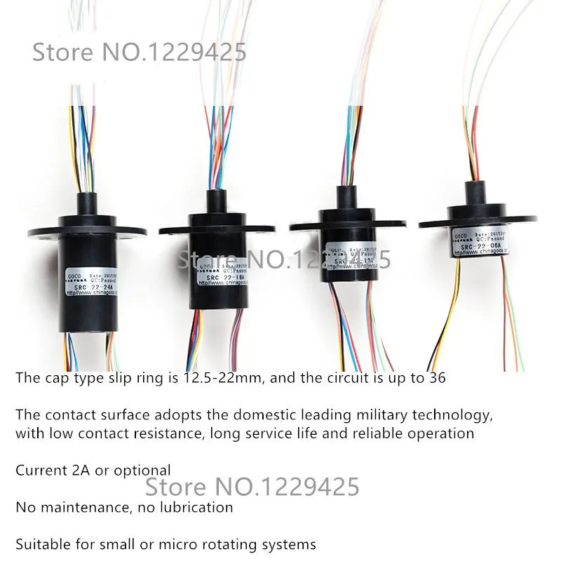 6 12 18 24 36 Wires Conductive Slip Ring 5.5mm/6.5mm/8.5mm Collecting Ring Carbon Brush Inductor 