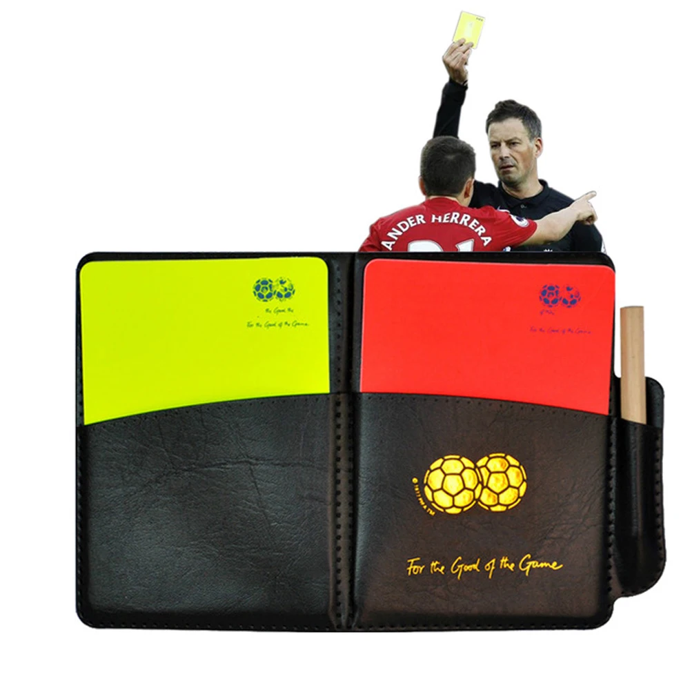 Soccer Referee Red Yellow Card Record Referee tool With Leather Case and Pen Sport Match Soccer Sheet Set Note Notebook