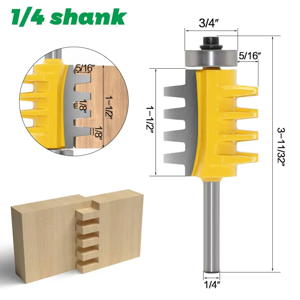 6mm 1/4in 8mm Shank Rail Reversible Finger Joint Glue Router Bit Cone Tenon Woodwork Cutter Power Tools Wood Router Cutter