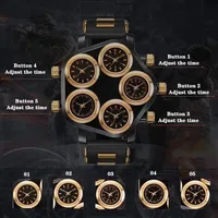 Five Movement Sport Big Dial Extra Large Dial Stylish Guy's Hip Hop Watch Cool Punk Men's Quartz Watch Male Clock Time Hour 5