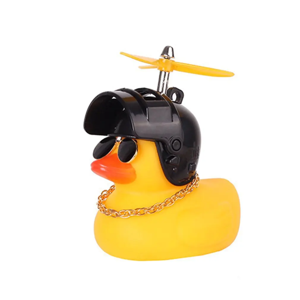 Car Gift Duck With Helmet Broken Wind Pendant Small Yellow Duck Road Bike Motor Helmet Riding Cycling Accessories Without Lights