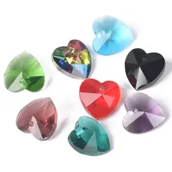 Gouttes à facettes en verre cristal en forme de coeur, artisanat Pmotadt, perles percées supérieures pour bijoux, artisanat de bricolage exécutif, 10mm, 14mm, 10 pièces