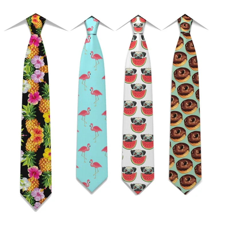 Colorful Printing Ties For Men 8cm Slim Party Wedding Suit Shirt Accessories Neckties Men Harajuku Funny Polyester Neck Ties