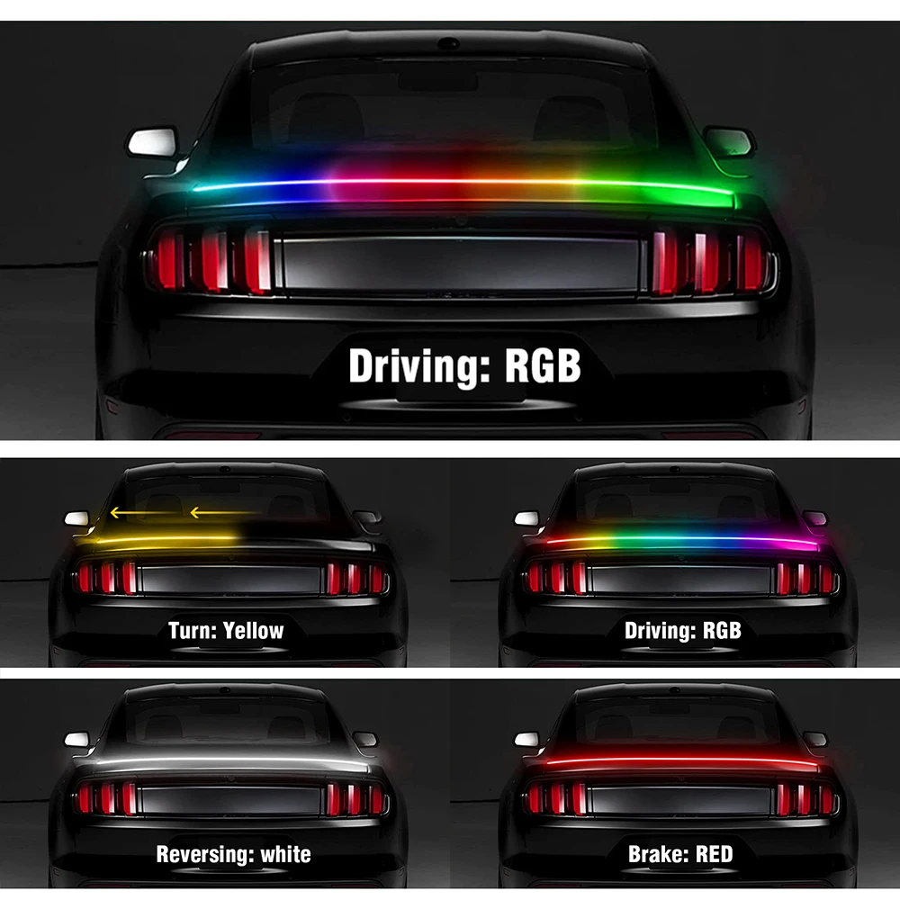 Oken LED الملونة العالمي المفسد الخلفي الجناح سيارة الفرامل أضواء خلفية سباق جذع سقف غطاء تمديد الملحقات مع البعيد 12 فولت